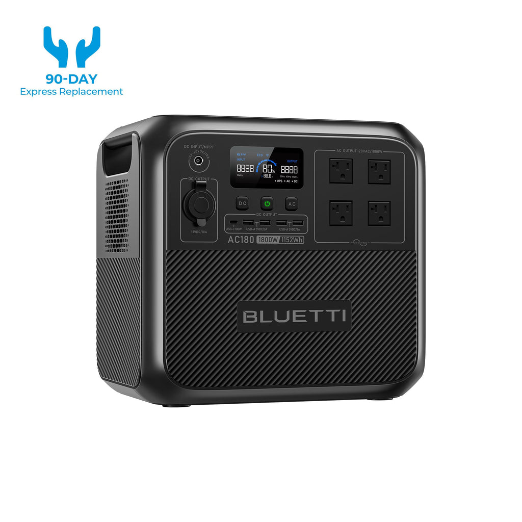 BLUETTI AC180 Solar Portable Power Station - 1,800W 1,152Wh