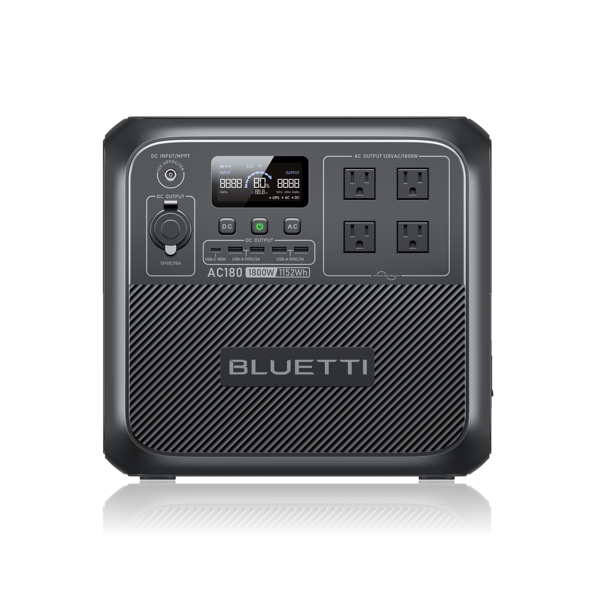 BLUETTI AC180 Solar Portable Power Station - 1,800W 1,152Wh