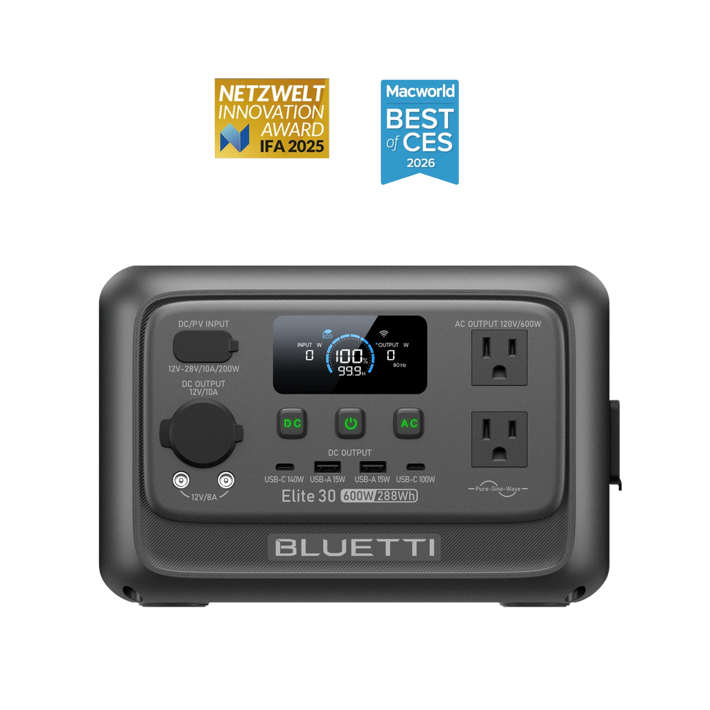 BLUETTI Elite 30 V2 Portable Power Station - 600W 288Wh